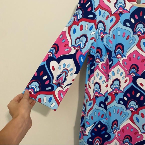 J. McLaughlin Catalyst Psychedelic Sheath Dress size Large - Picture 2 of 9